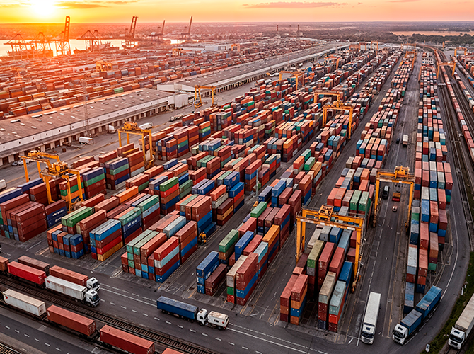 aerial-view-busy-container-port-sunset