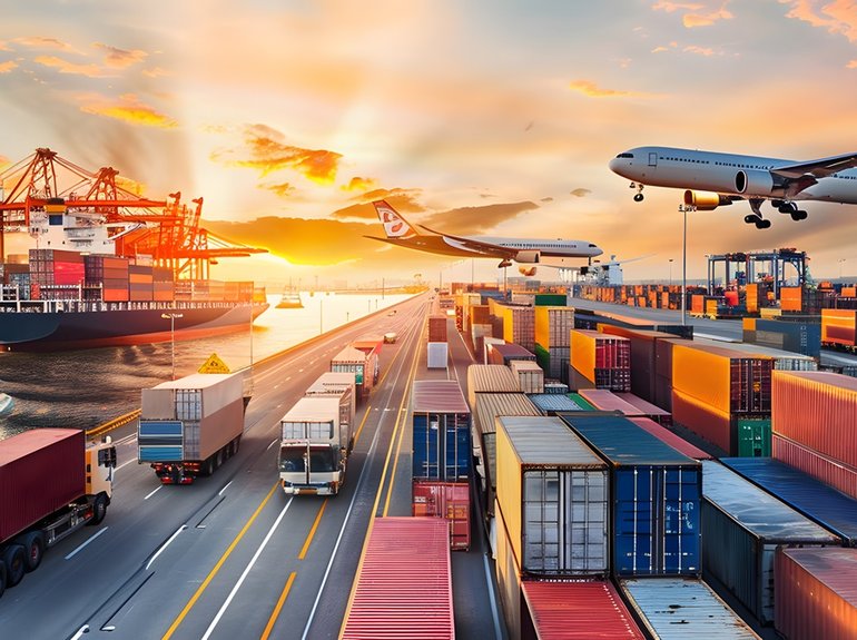 flight-cargo-ships-is-docked-sunset