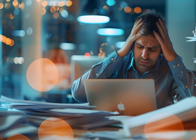 frustrated-businessman-overwhelmed-with-paperwork-his-desk-late-night